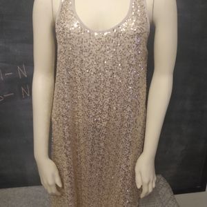 Champagne/gold sequined dress large